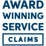 An illustration that reads award winning service claims. 